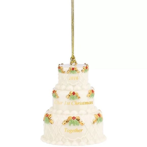 Lenox Porcelain Wedding Cake 2016 Our First Christmas Together Hang Ornament NEW - Picture 8 of 15